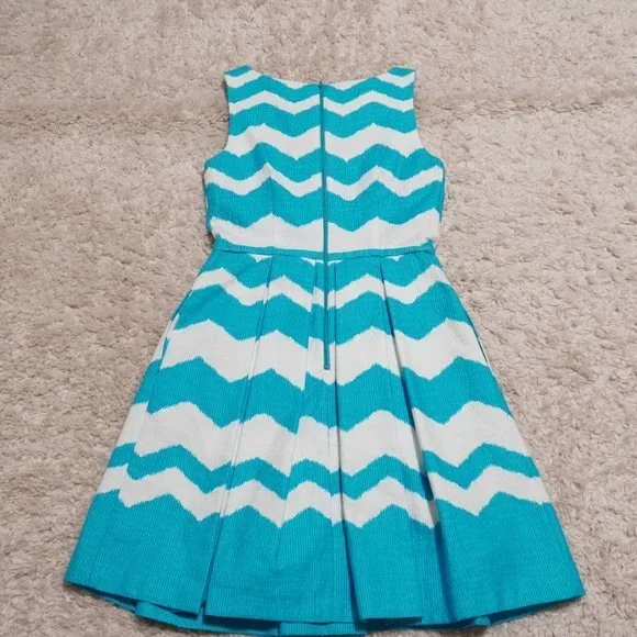 Just Taylor Chevron Dress White and Blue Size 4/S - Picture 6 of 6
